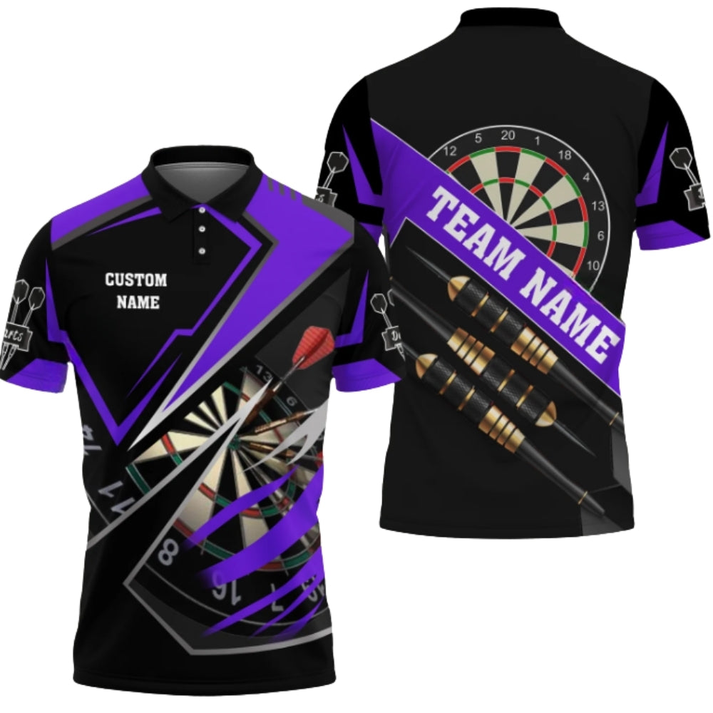 Team Black and Grey Personalized Darts Button Polo