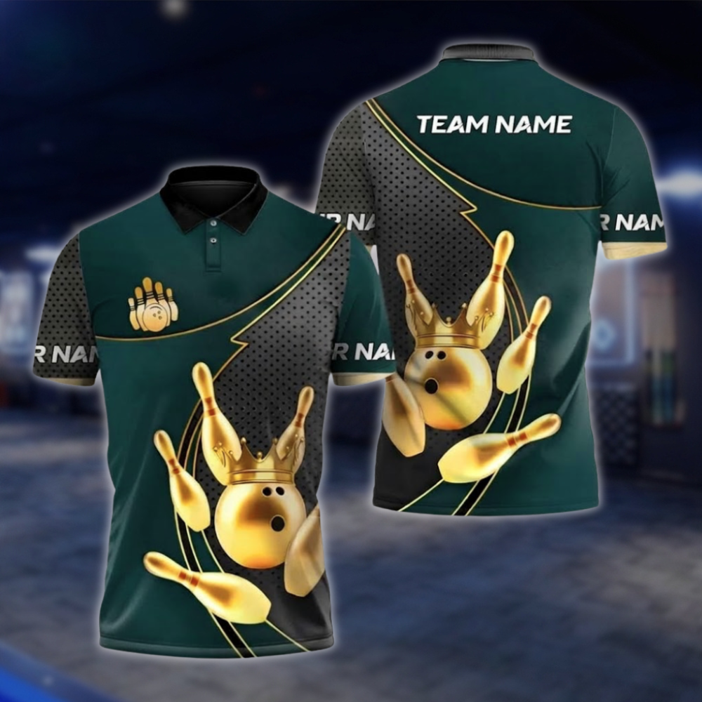 Personalized Gold Pins And Ball Bowling Polo Shirt For Men, Custom Team Bowling Shirt BZ0937