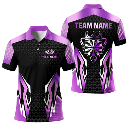 Team Black and Gold Mens Personalized Darts Button Polo