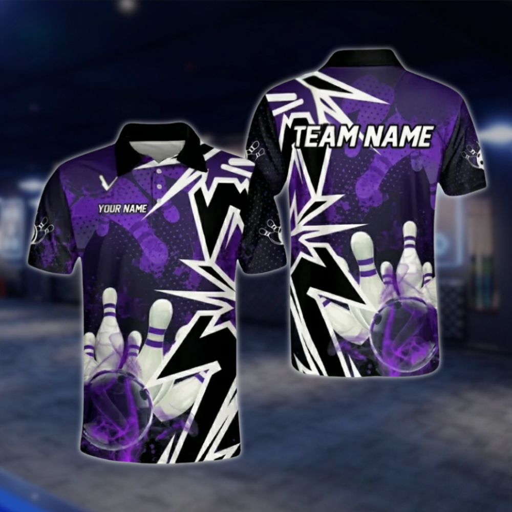 Custom Blue Black Polo Bowling Team Shirts For Men, Custom Team Bowling Shirts BO0357