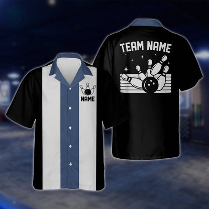 Custom Vintage Hawaiian Bowling Shirts, Black Red White Custom Team Vintage Bowling Shirts BE0025