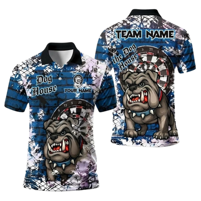 Bulldog Men Personalized Darts Button Polo