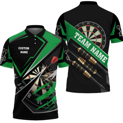 Team Black and Grey Personalized Darts Button Polo