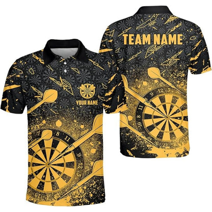 Black Red Team Mens Personalized Darts Button Polo