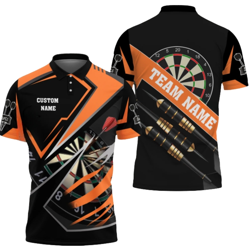 Team Black and Grey Personalized Darts Button Polo