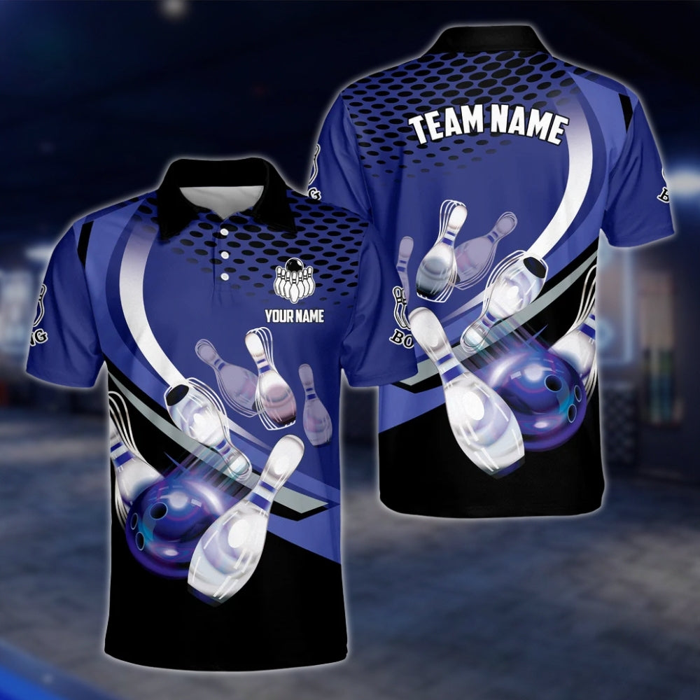 Men's Custom Team Red Black Bowling Polo Shirt, Custom Bowling Shirts For Team BZ0125