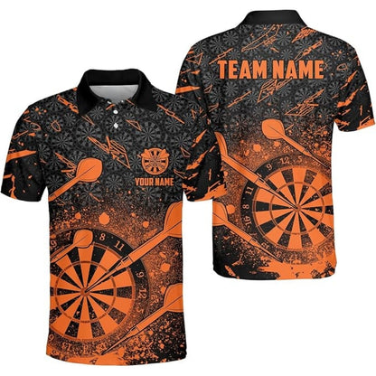 Black Red Team Mens Personalized Darts Button Polo