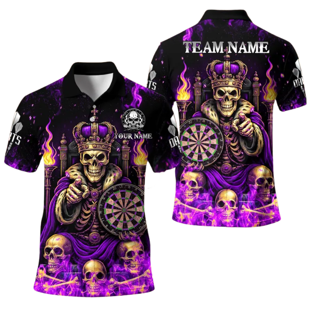 King Skull Personalized Darts Button Polo