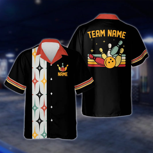 Custom Starburst Retro Bowling Hawaiian Shirt For Men Women, Custom Retro Bowling Team Shirts BE0014