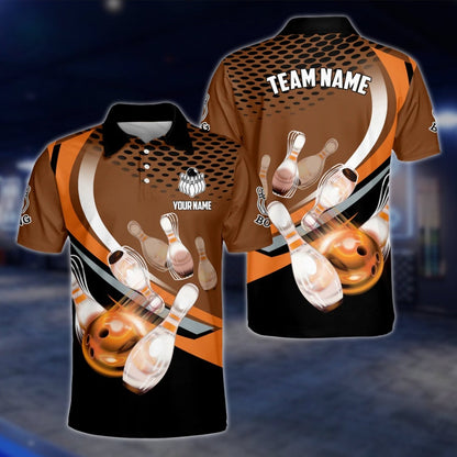 Men's Custom Team Red Black Bowling Polo Shirt, Custom Bowling Shirts For Team BZ0125