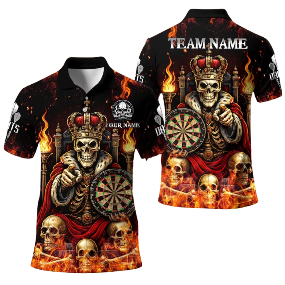 King Skull Personalized Darts Button Polo
