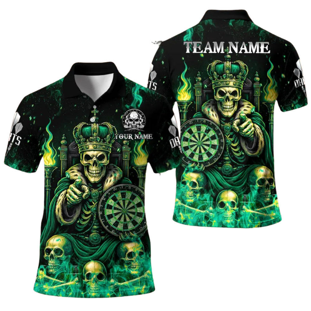 King Skull Personalized Darts Button Polo