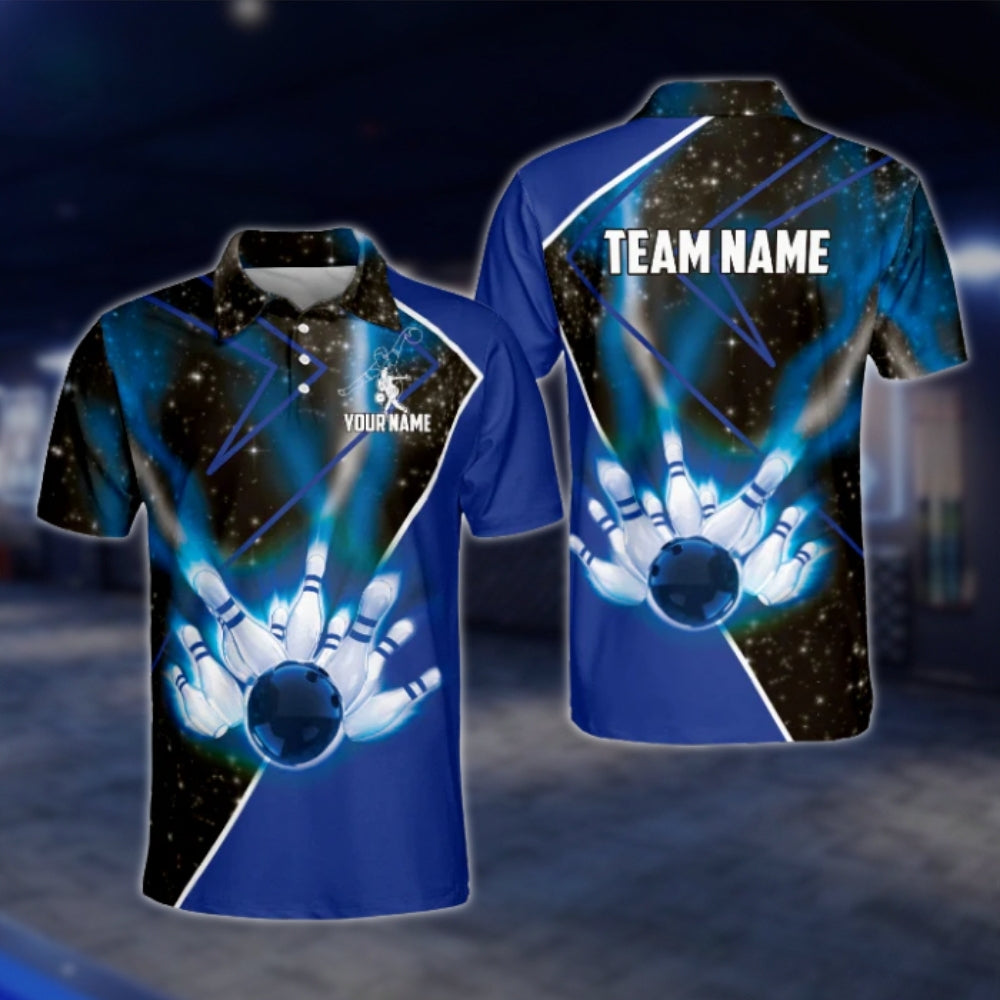 Custom Black And Red Bowling Team Polo Shirt, Custom Bowling Shirts BZ0124