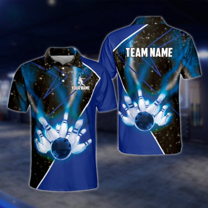 Custom Black And Red Bowling Team Polo Shirt, Custom Bowling Shirts BZ0124