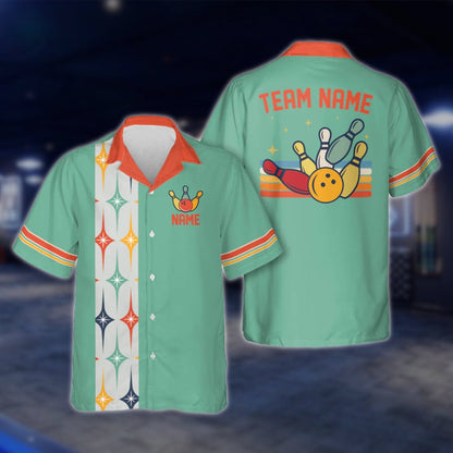 Custom Starburst Retro Bowling Hawaiian Shirt For Men Women, Custom Retro Bowling Team Shirts BE0014