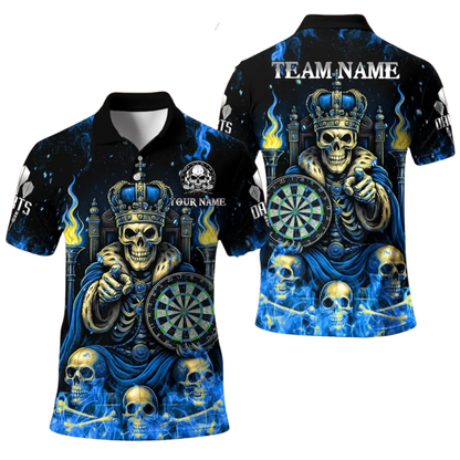 King Skull Personalized Darts Button Polo