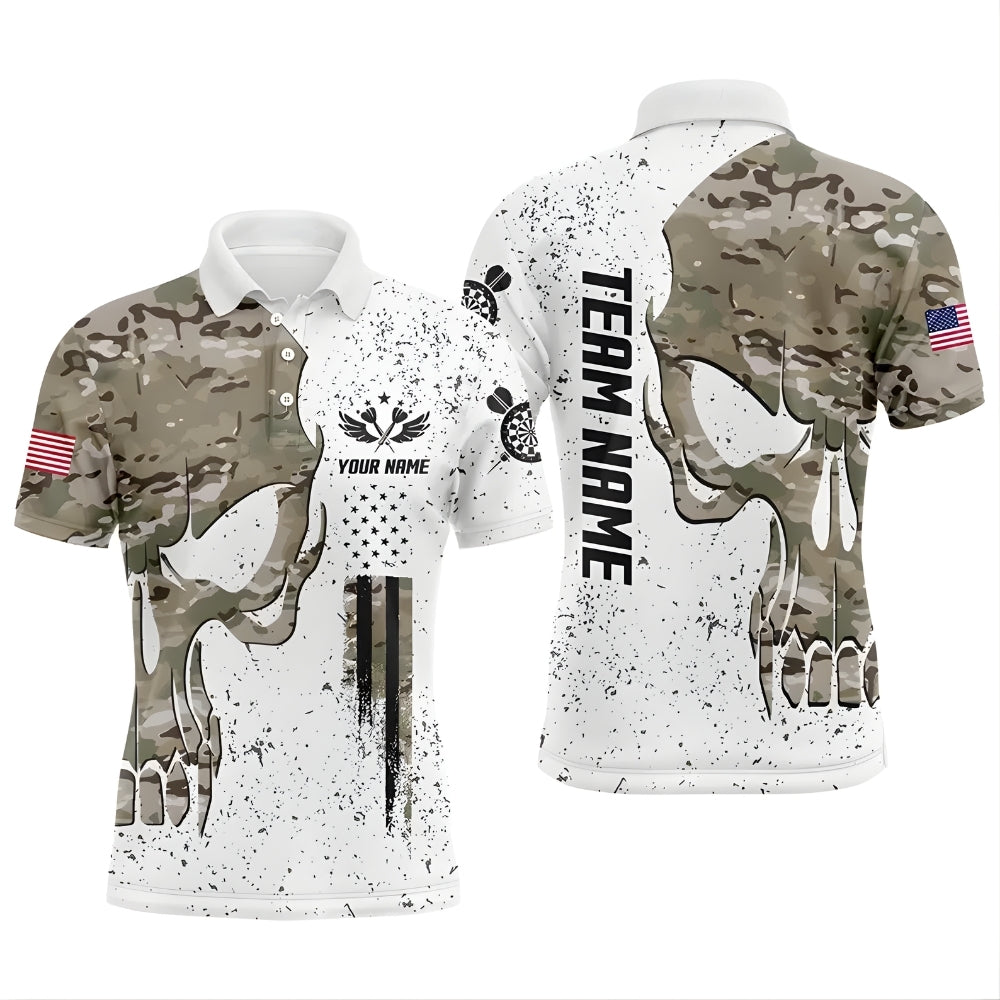 Camo Skull Men Personalized Darts Button Polo