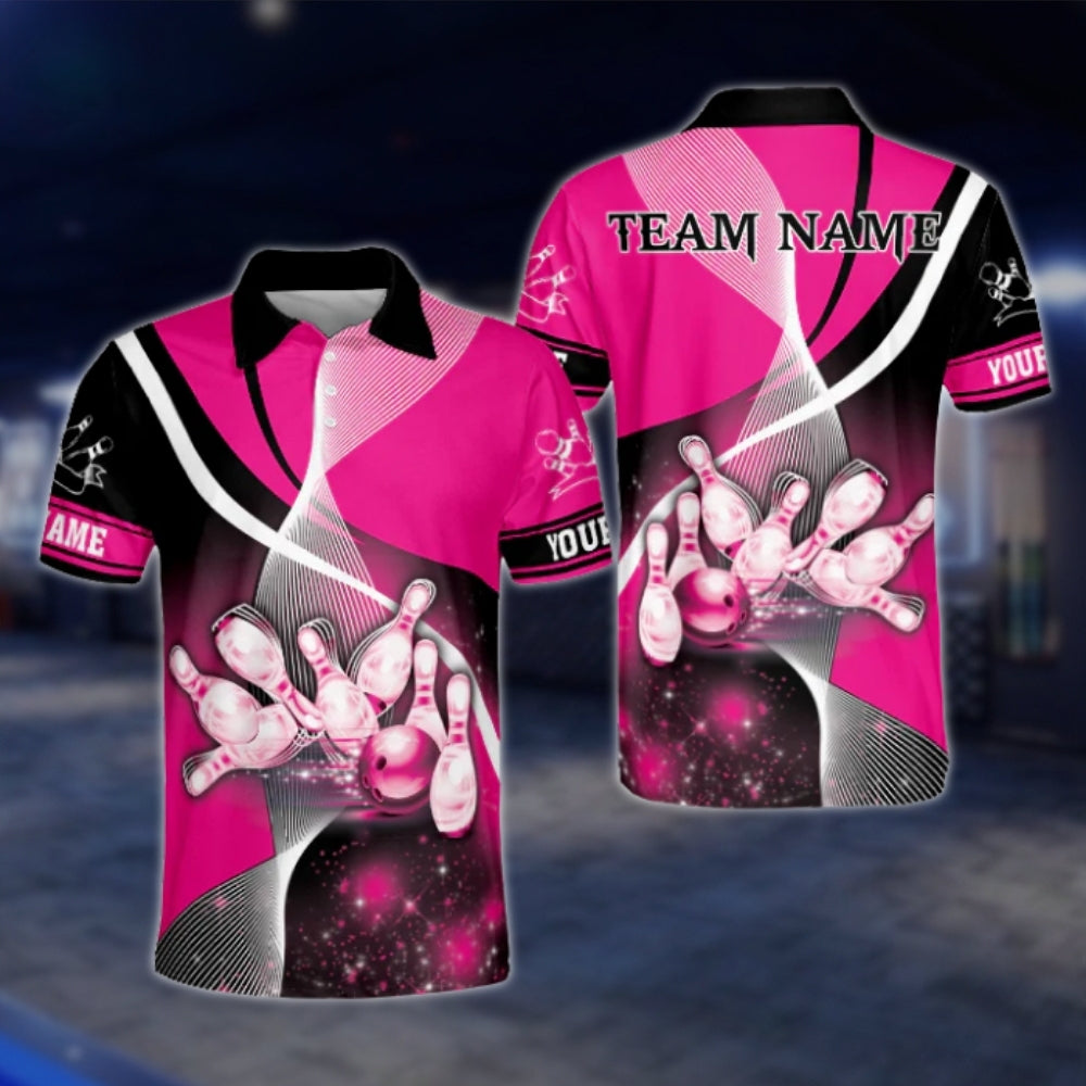Custom Team Red Bowling Polo Shirt Mens, Custom Bowling Shirts BZ0119