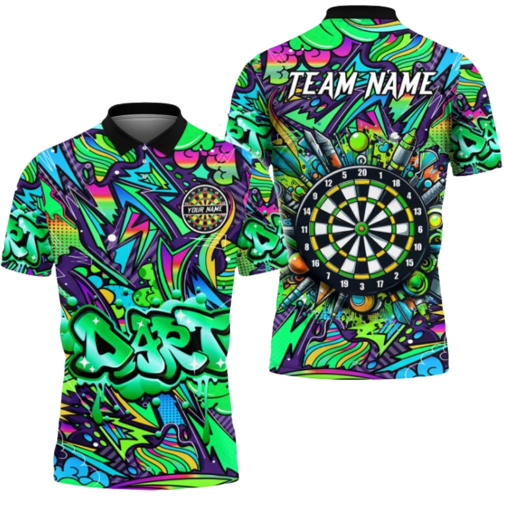 Graffiti Men's Personalized Darts Button Polo