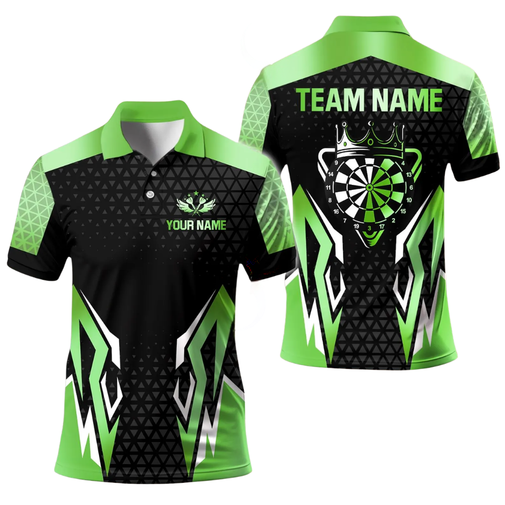 Team Black and Gold Mens Personalized Darts Button Polo