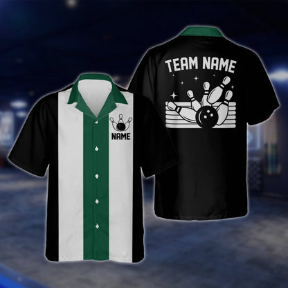 Custom Vintage Hawaiian Bowling Shirts, Black Red White Custom Team Vintage Bowling Shirts BE0025