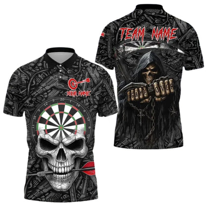 Game Over Skull Men Personalized Darts Button Polo