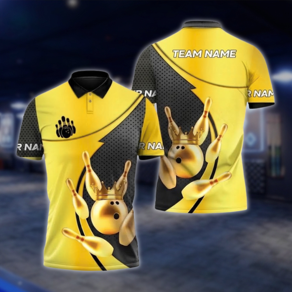 Personalized Gold Pins And Ball Bowling Polo Shirt For Men, Custom Team Bowling Shirt BZ0937