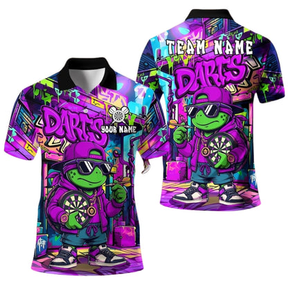 Hiphop Turtle Graffiti Mens Personalized Darts Button Polo