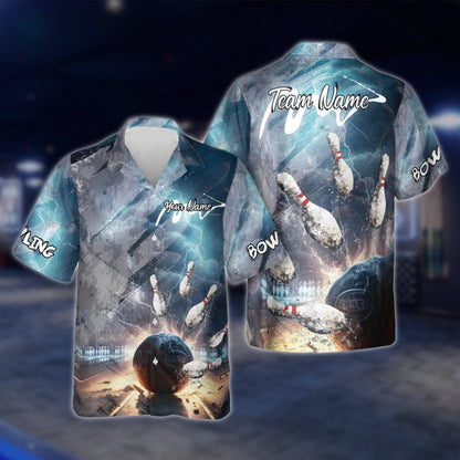 Cracked Ball Thunder Custom Team Bowling Hawaiian Shirt, Custom Bowling Team Shirts BE0021