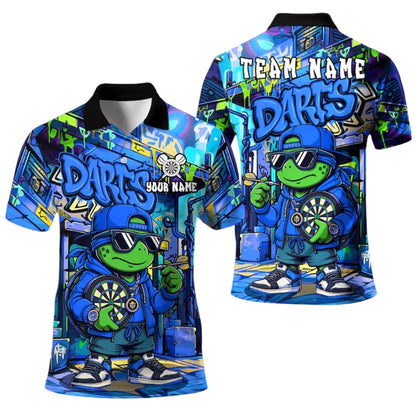 Hiphop Turtle Graffiti Mens Personalized Darts Button Polo