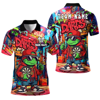 Hiphop Turtle Graffiti Mens Personalized Darts Button Polo
