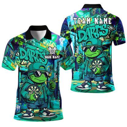 Hiphop Turtle Graffiti Mens Personalized Darts Button Polo
