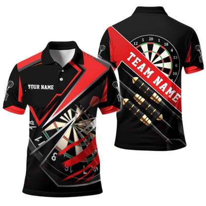 Team Black and Red for Mens Personalized Darts Button Polo