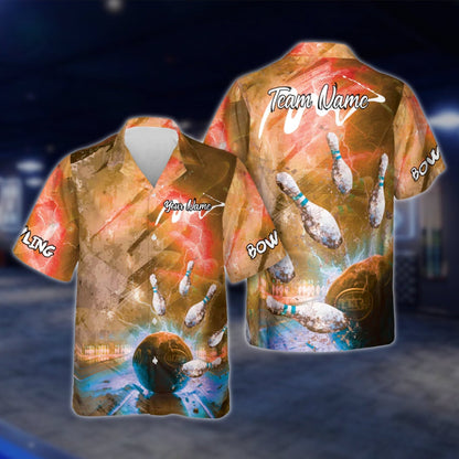 Cracked Ball Thunder Custom Team Bowling Hawaiian Shirt, Custom Bowling Team Shirts BE0021