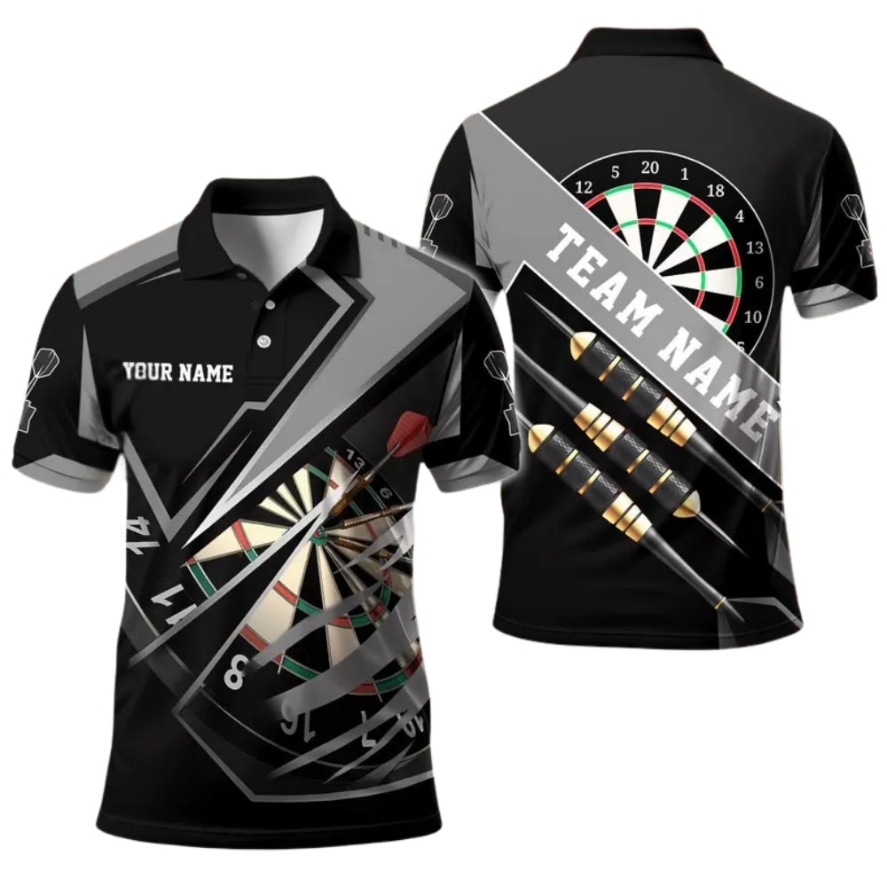 Team Black and Red for Mens Personalized Darts Button Polo