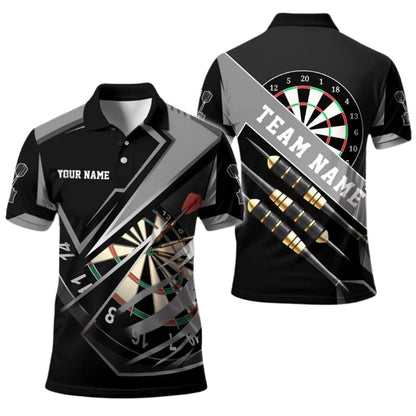 Team Black and Red for Mens Personalized Darts Button Polo