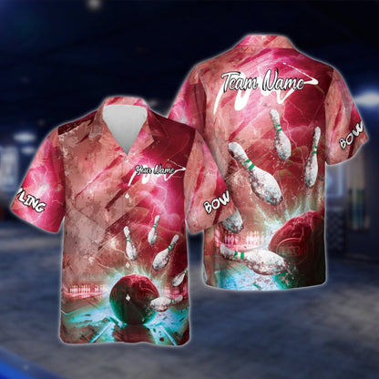 Cracked Ball Thunder Custom Team Bowling Hawaiian Shirt, Custom Bowling Team Shirts BE0021