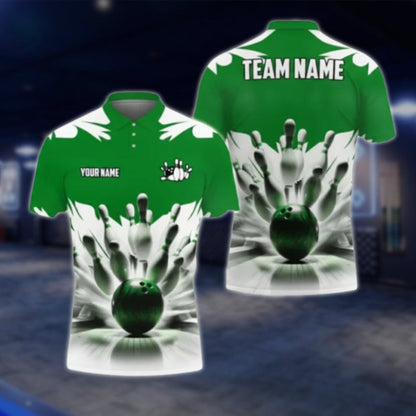 Custom Team Blue White Bowling Polo Shirts For Mens, Custom Bowling Shirts BA0024