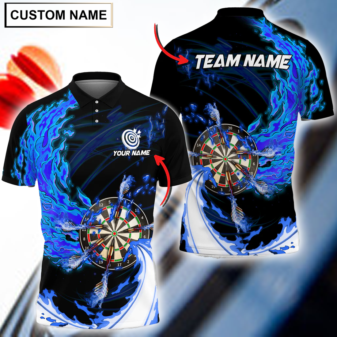 Breath of Fire Multilcolor Personalized Darts Button Polo