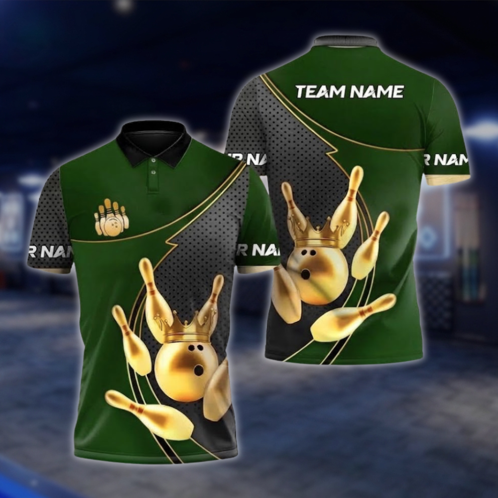 Personalized Gold Pins And Ball Bowling Polo Shirt For Men, Custom Team Bowling Shirt BZ0937