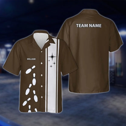 Custom Vintage Brown Bowling Hawaiian Shirt Mens, Custom Vinatge Bowling Team Shirts BZ0226