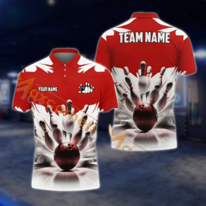 Custom Team Blue White Bowling Polo Shirts For Mens, Custom Bowling Shirts BA0024