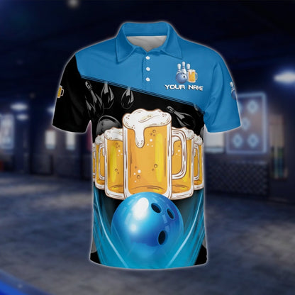 Bowling And Beer That's Why I'm Here Men's Custom Bowling Polo Shirt, Custom Beer Funny Bowling Team Shirts BM0338