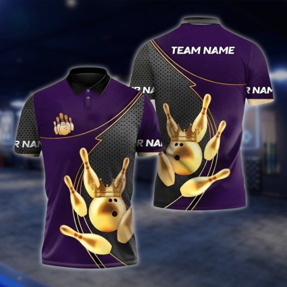 Personalized Gold Pins And Ball Bowling Polo Shirt For Men, Custom Team Bowling Shirt BZ0937