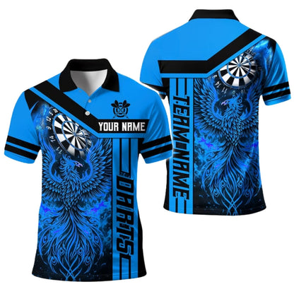 Phoenix Flame Red Black Personalized Darts Button Polo