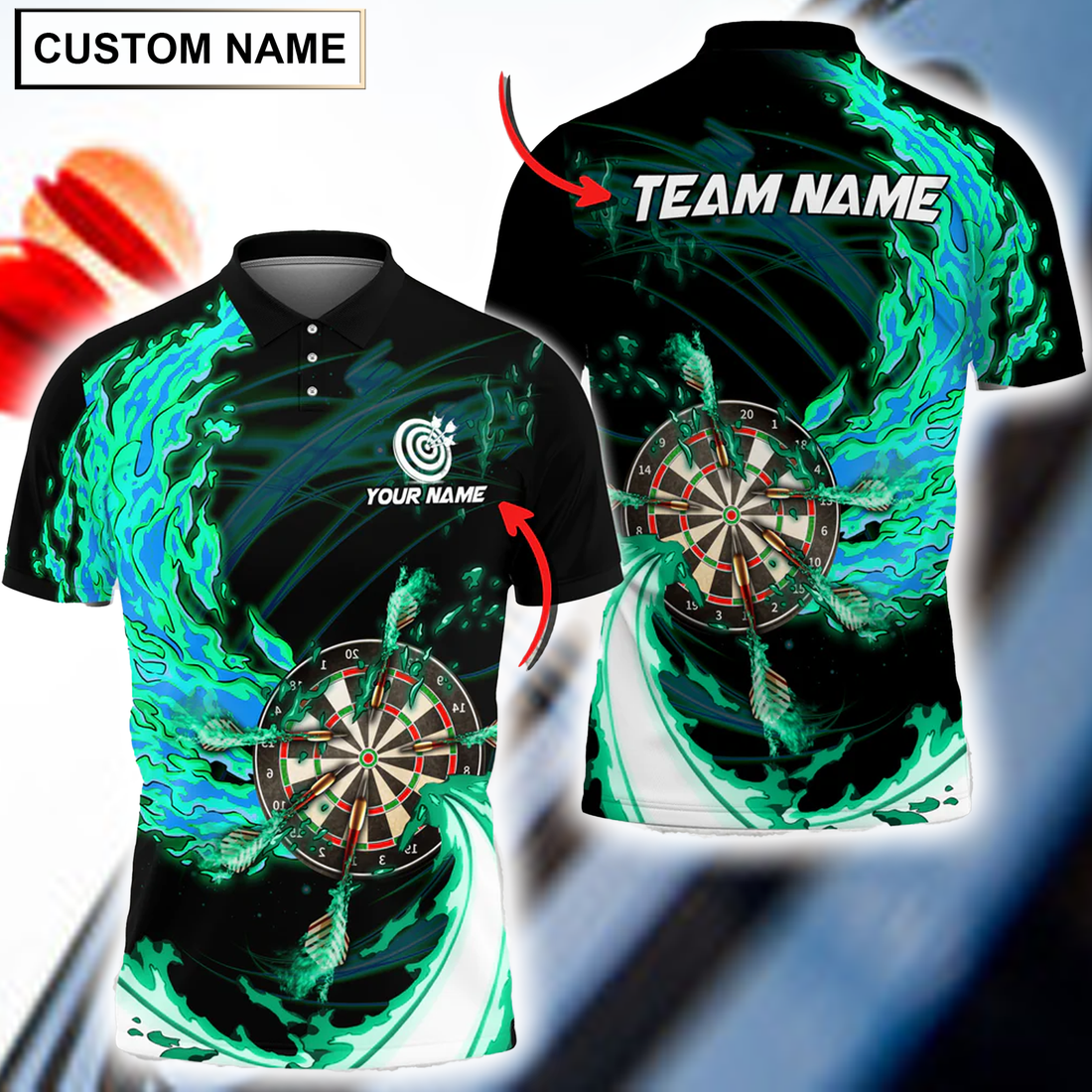 Breath of Fire Multilcolor Personalized Darts Button Polo