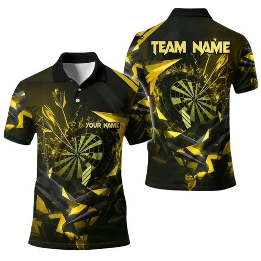 Black and Gold Team for Mens Personalized Darts Button Polo