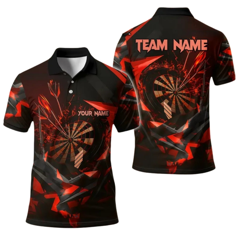 Black and Gold Team for Mens Personalized Darts Button Polo