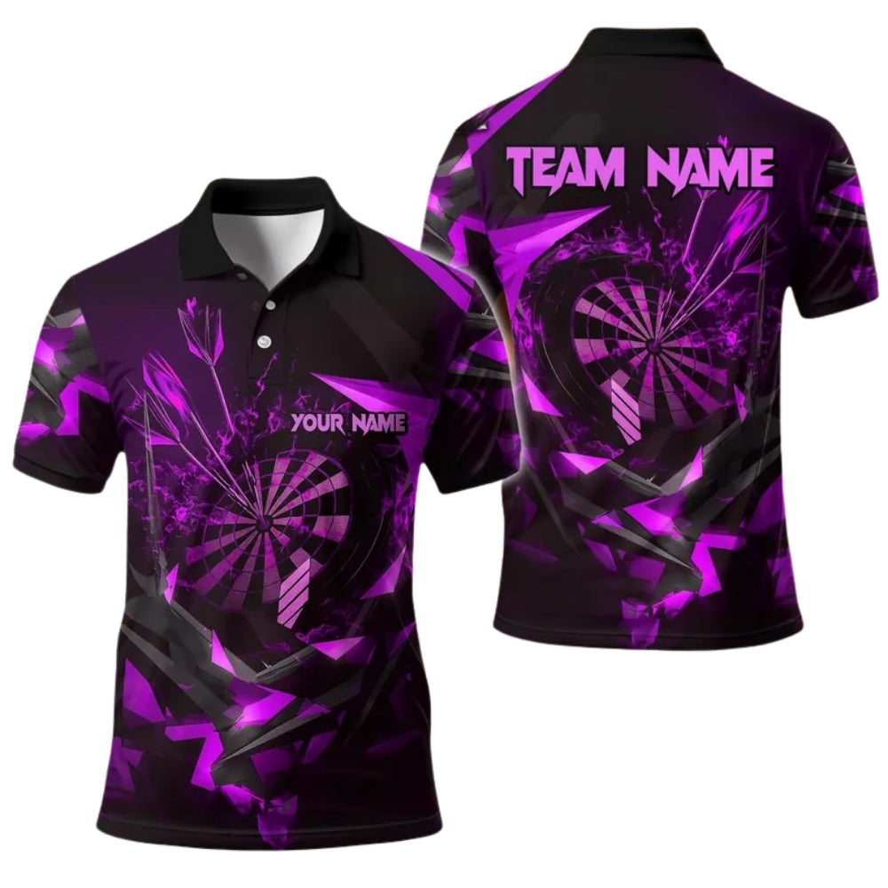 Black and Gold Team for Mens Personalized Darts Button Polo