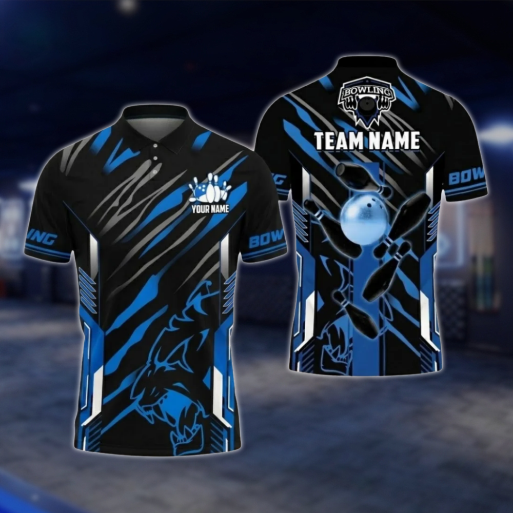 Personalized Black Gold Bowling Team Polo Shirt For Men, Custom Team Bowling Shirt BZ0802